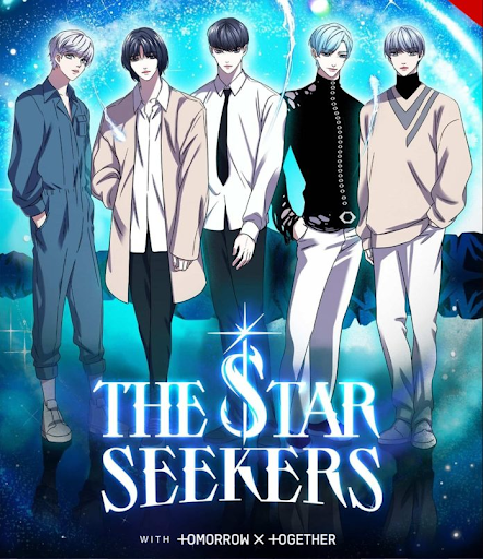  TxT in The Star Seekers from left to right: Avys (Huening Kai), Viken (Beomgyu), Soule (Soobin), Eugene (Yeonjun), and Taho (Taehyun)