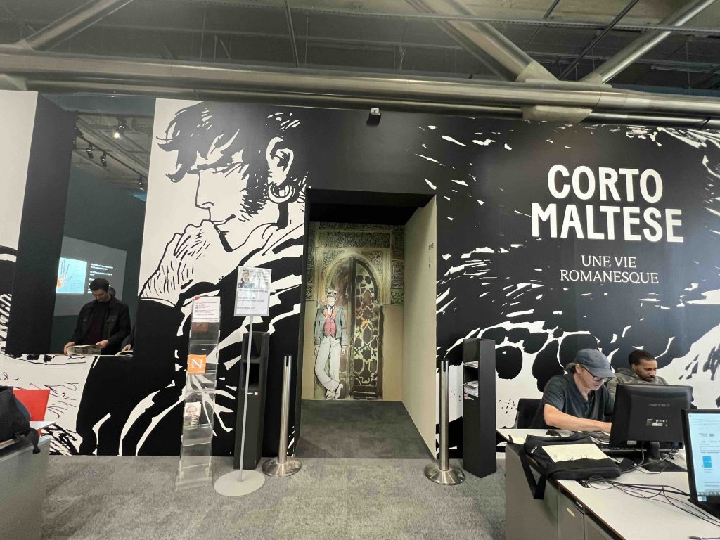 Corto Maltese exhibit entry at the Pompidou Bibliotheque