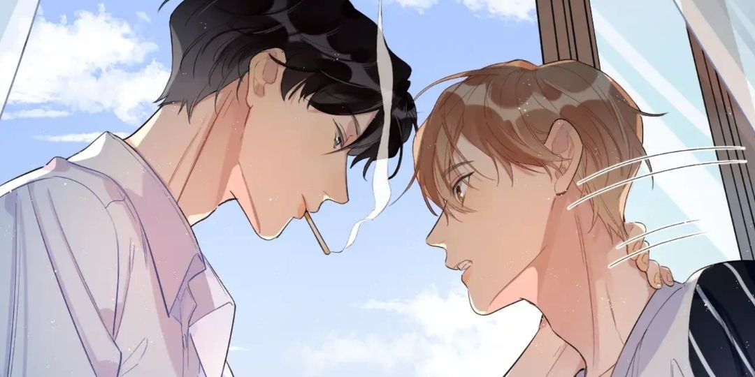 caught in the act bl webtoon key visual by wen and jingangquan with characters xincheng and younming