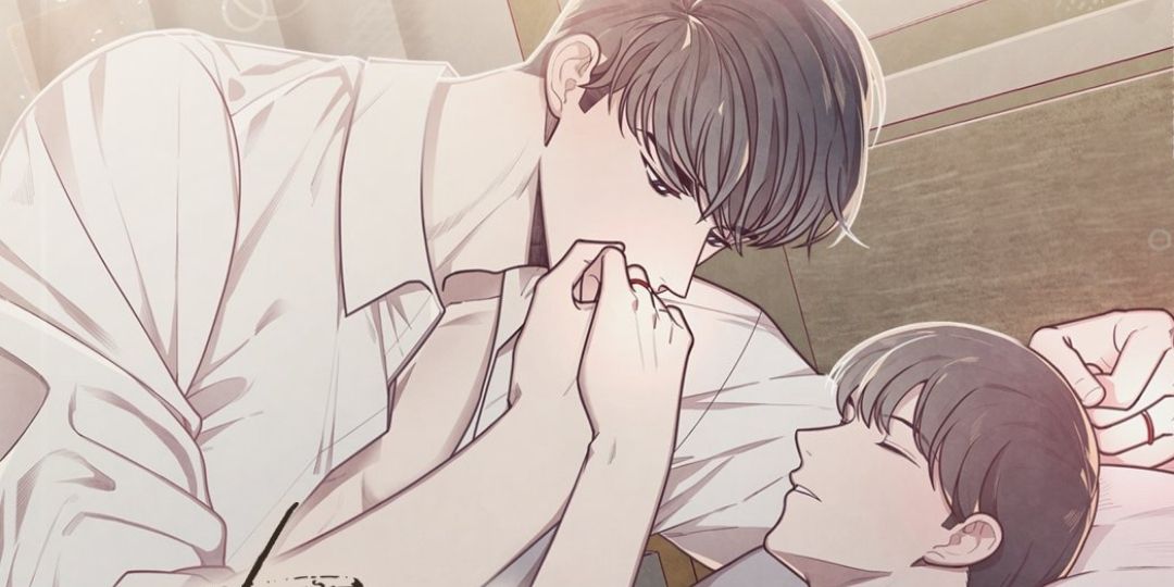 tied to you bl webtoon key visual by chelliace and what with characters jigeok and wooseo (age gap)_