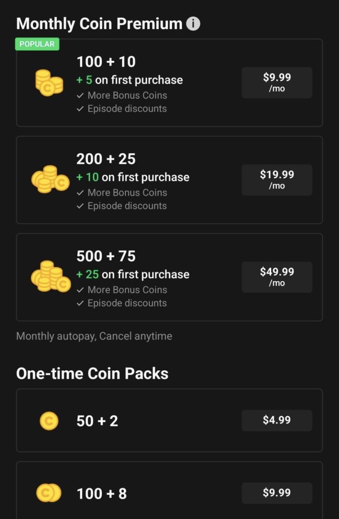 webtoon coins