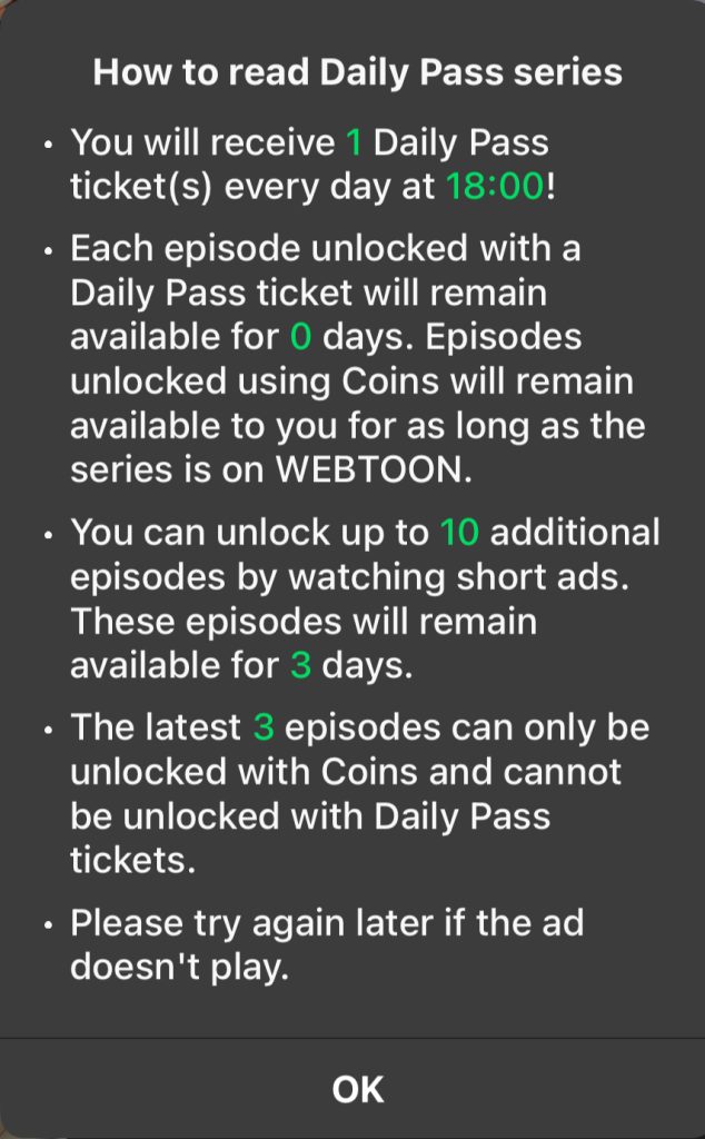 webtoon daily pass