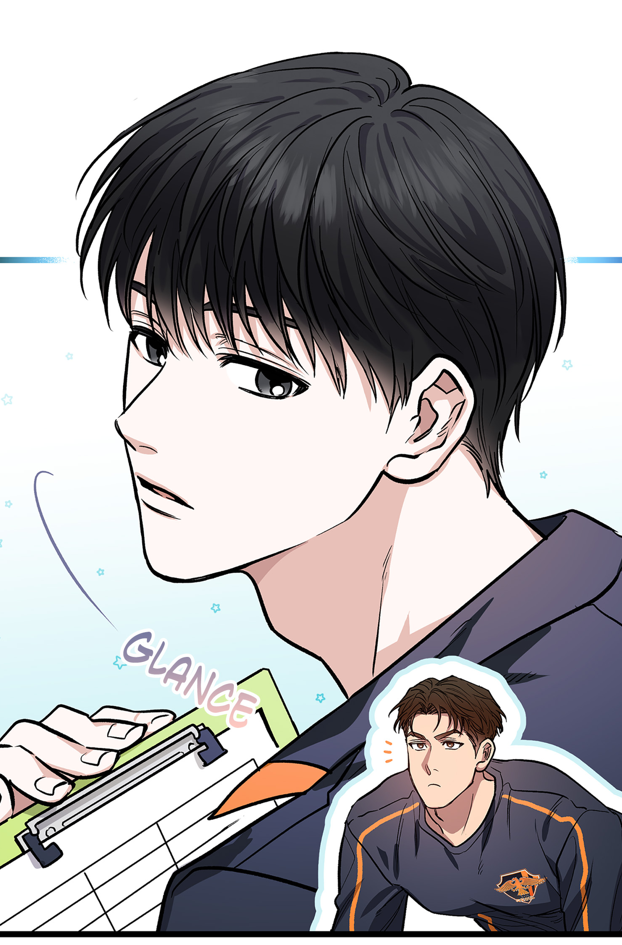 closeup of hajoon with a tiny moogyum reacting to him in front