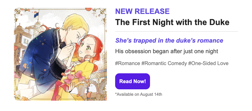 The First Night with the Duke comes to Tappytoon