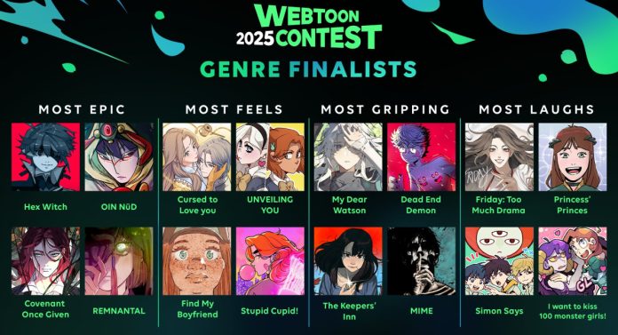banner from x/twitter showing the finalists of the WEBTOON Legends contest.