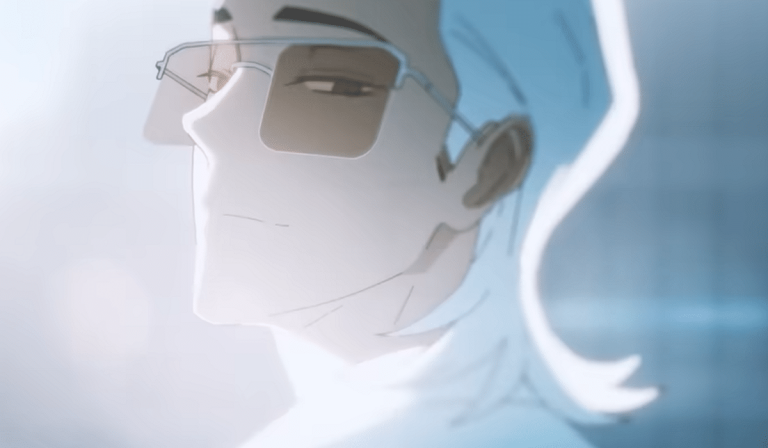 to be hero x featured image. x, a man with white hair wearing tinted glasses and a white suit, looks towards the reader. a lens flare can be seen in the background.