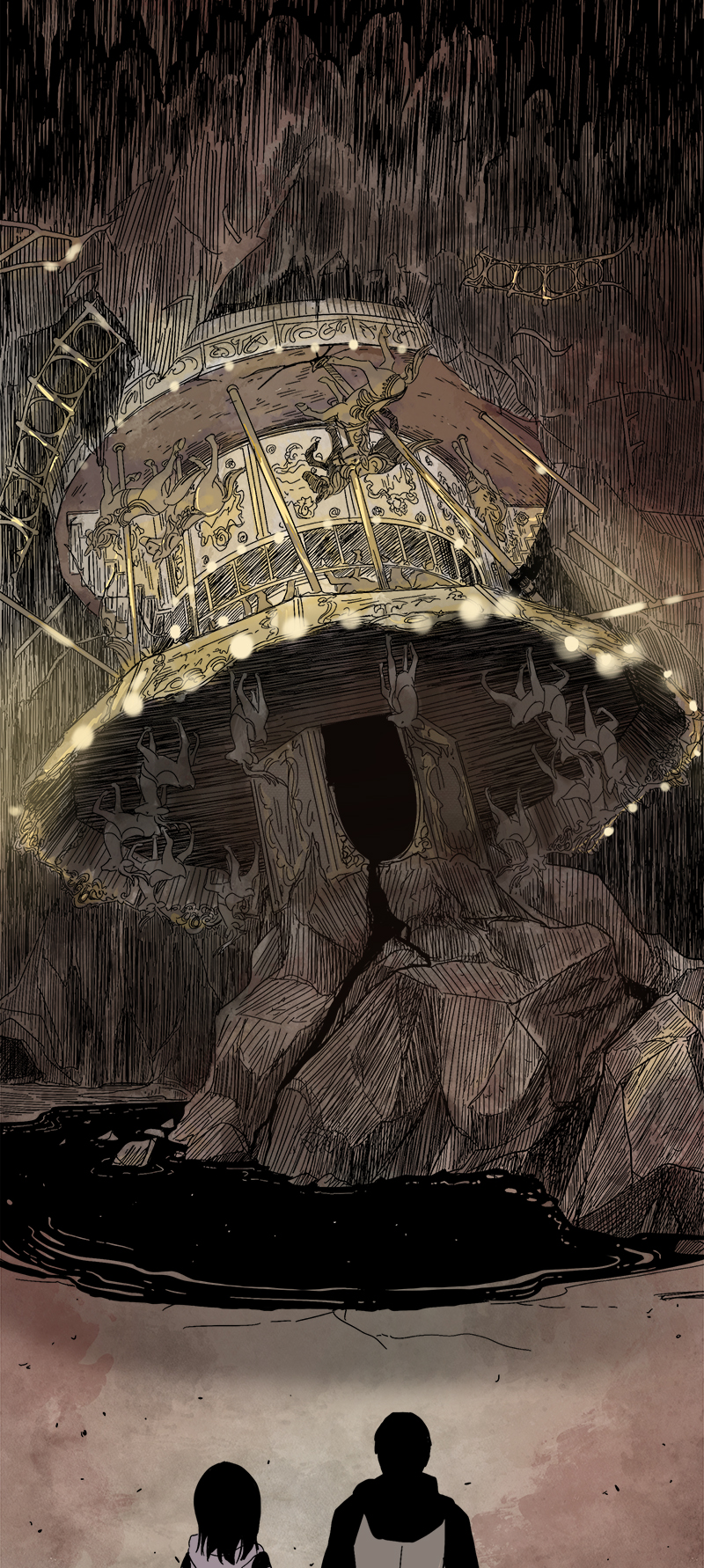 panel from stagtown depicting the carousel