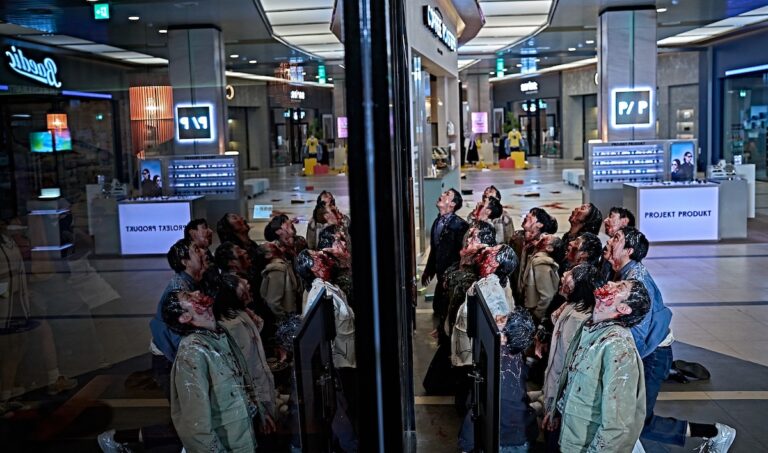 Zombies outside a window in Colony