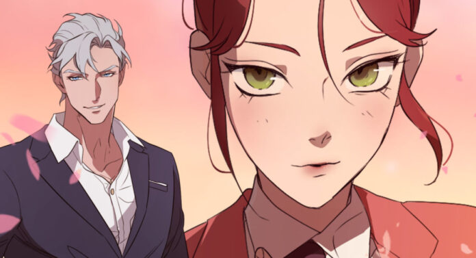 Promotional art for The Mafia Nanny featuring Gabriel Angelini the male protagonist standing on the left with a large closeup of the female protagonist, Davina, on the right.